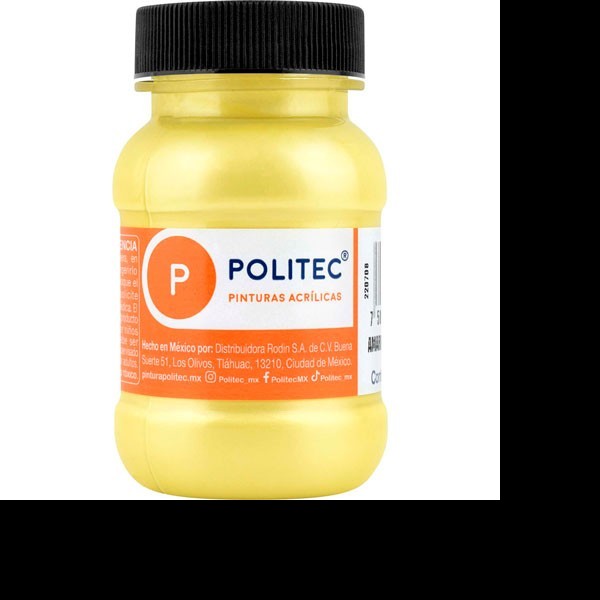 PINTURA ACRILICA POLITEC 100ML AMARILLO MET. 518 PZA